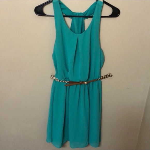 by & by Dresses & Skirts - By & By Green Ruffle Dress With Belt Size M